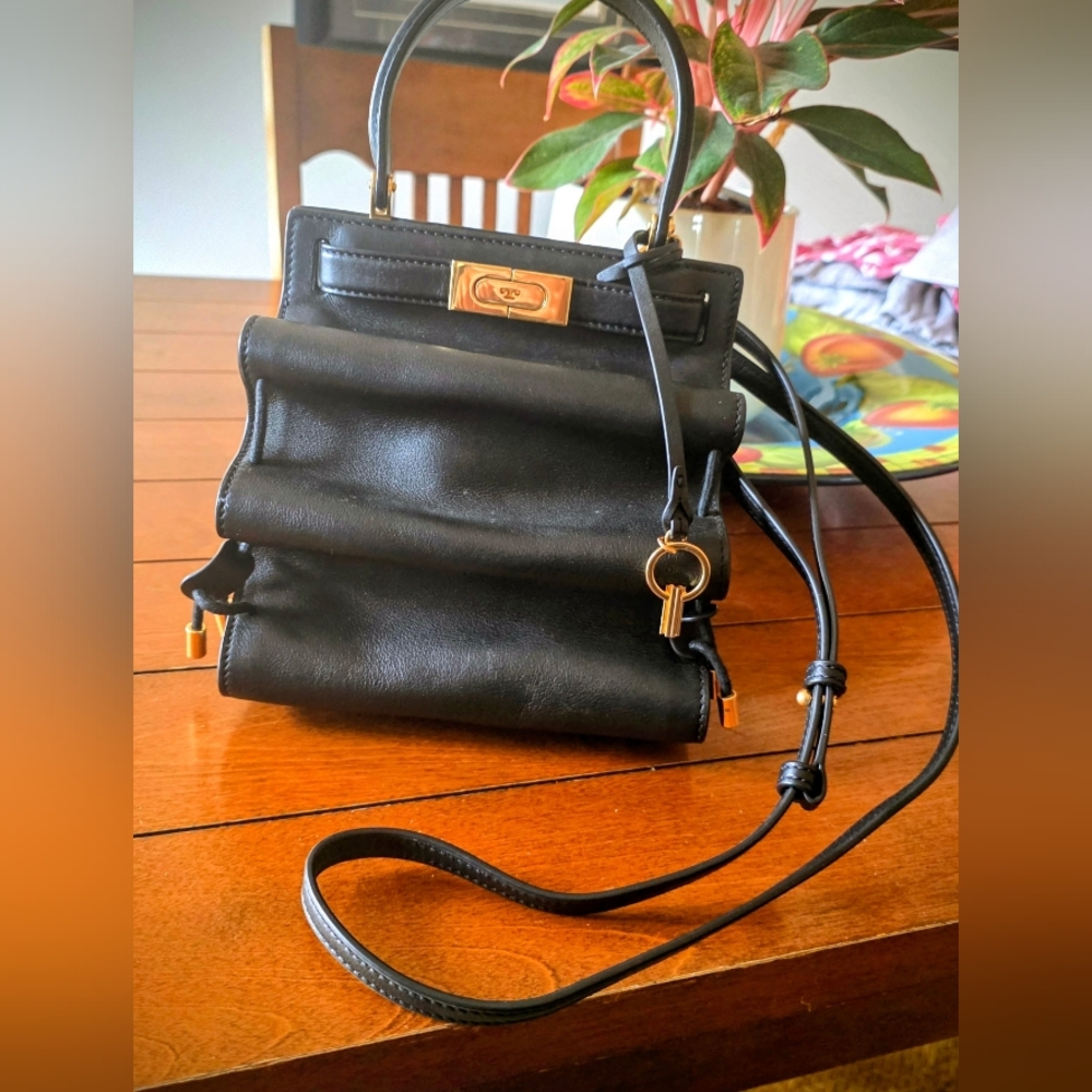 Tory Burch Lee Radziwill Petit Hand Shoulder Bag Leather Black